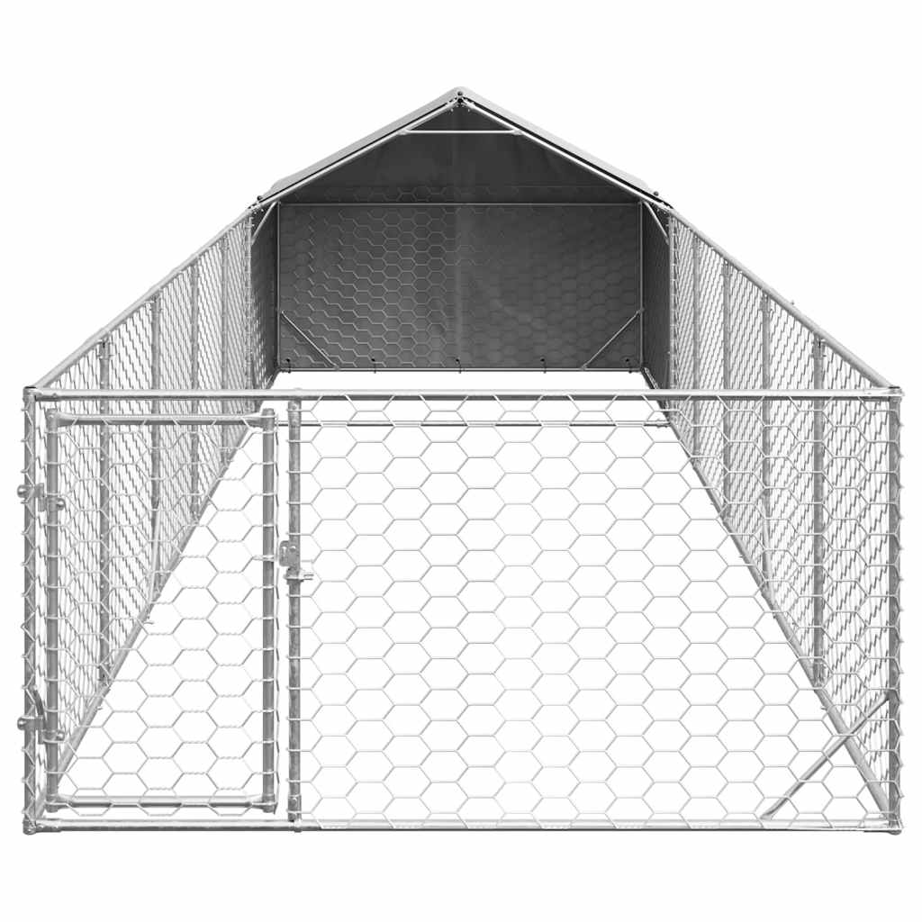 Utendørs hundekennel med løpegård 8x2x1,5 m galvanisert stål