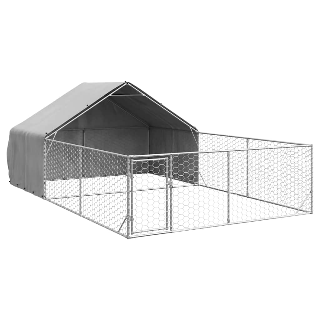 Utendørs hundekennel med løpegård 6x3x1,9 m galvanisert stål