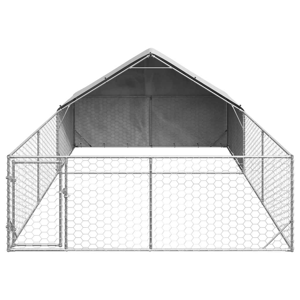 Utendørs hundekennel med løpegård 6x3x1,9 m galvanisert stål