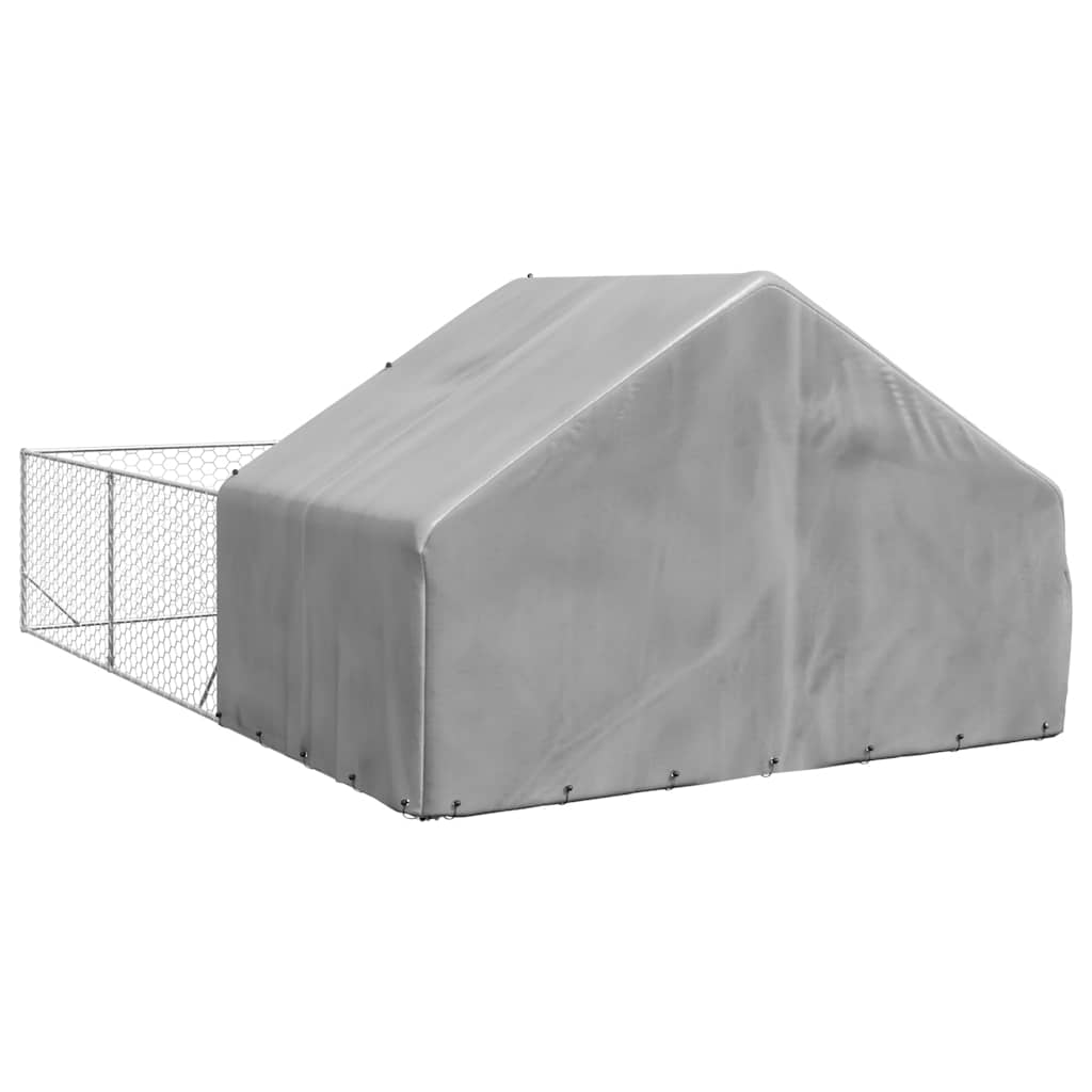 Utendørs hundekennel med løpegård 6x3x1,9 m galvanisert stål