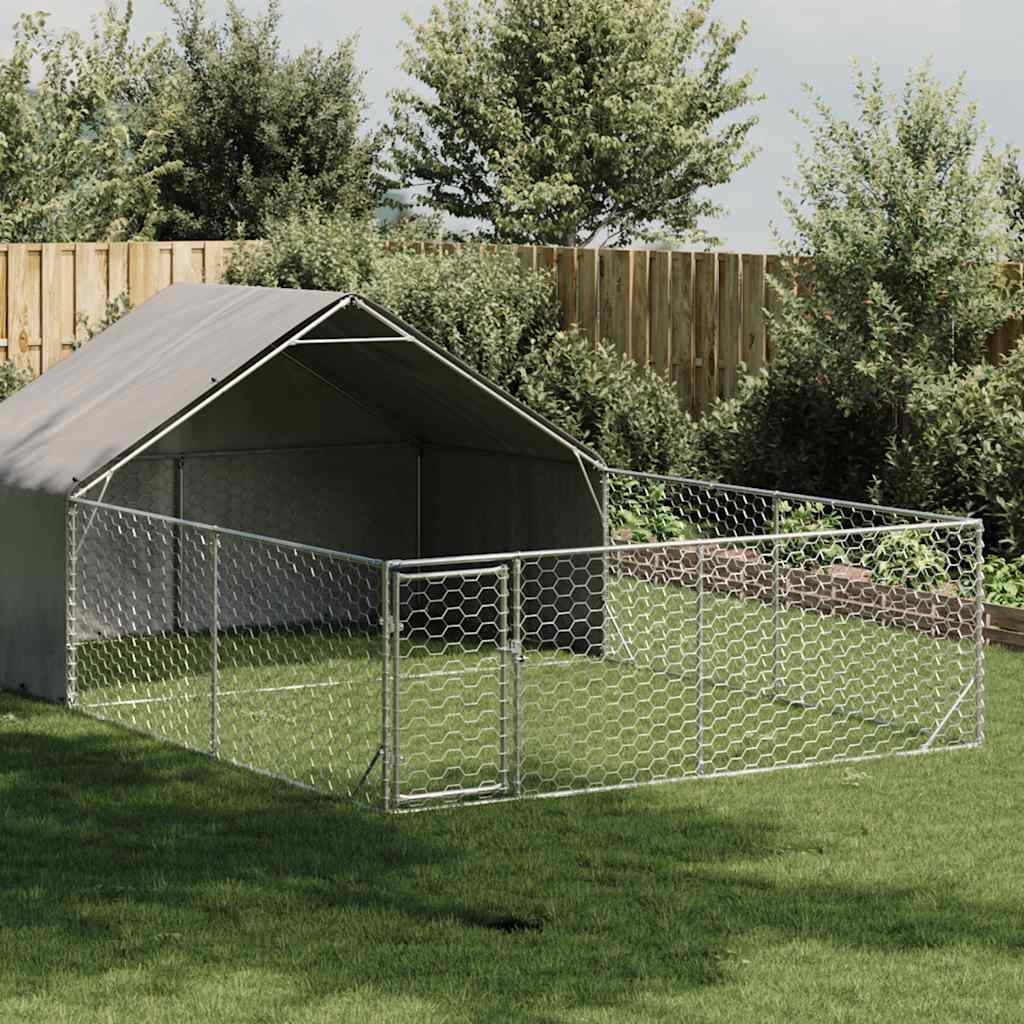 Utendørs hundekennel med løpegård 6x3x1,9 m galvanisert stål
