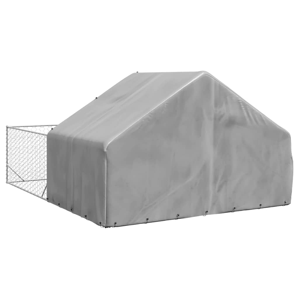 Utendørs hundekennel med løpegård 5x3x1,9 m galvanisert stål