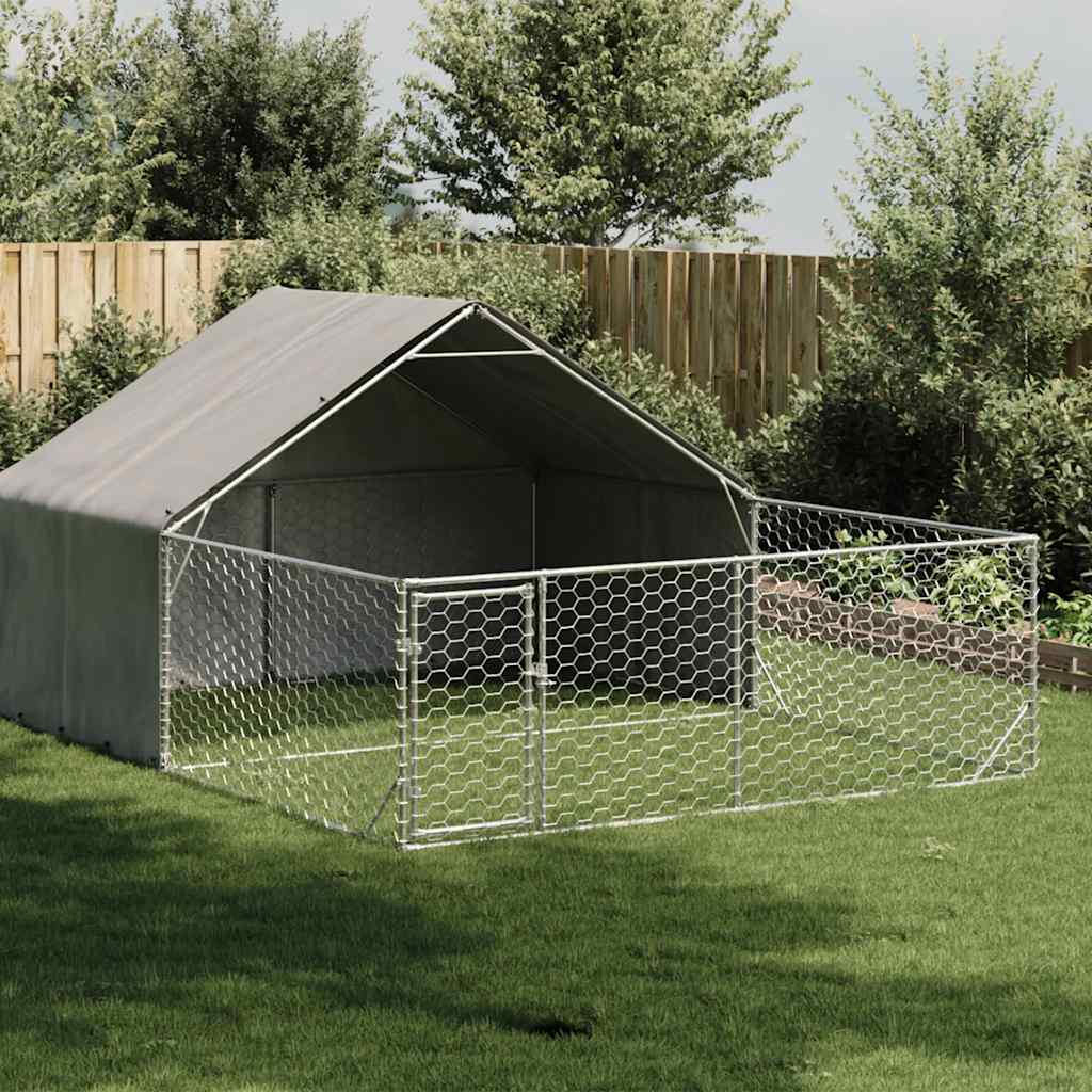 Utendørs hundekennel med løpegård 5x3x1,9 m galvanisert stål