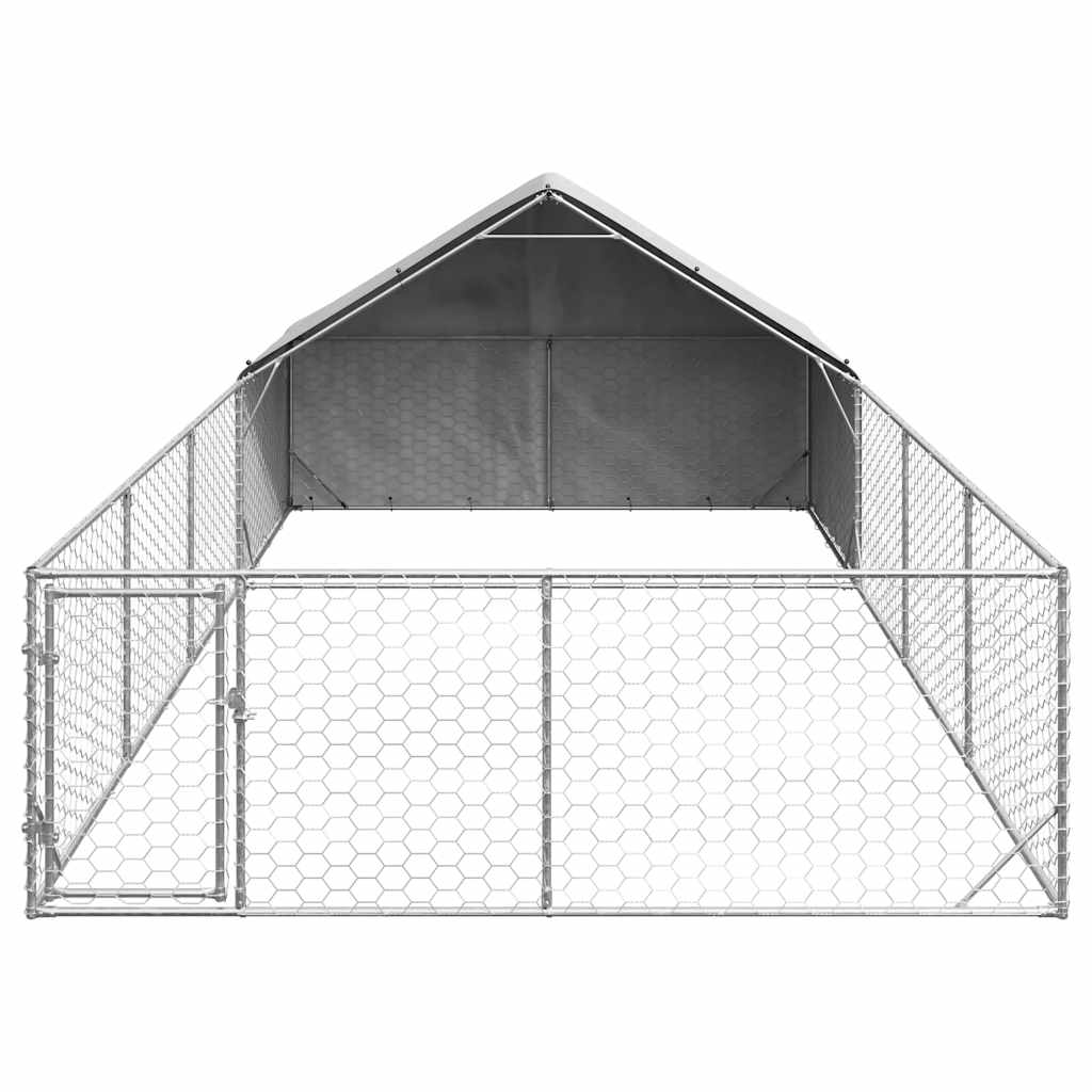 Utendørs hundekennel med løpegård 7x3x1,9 m galvanisert stål