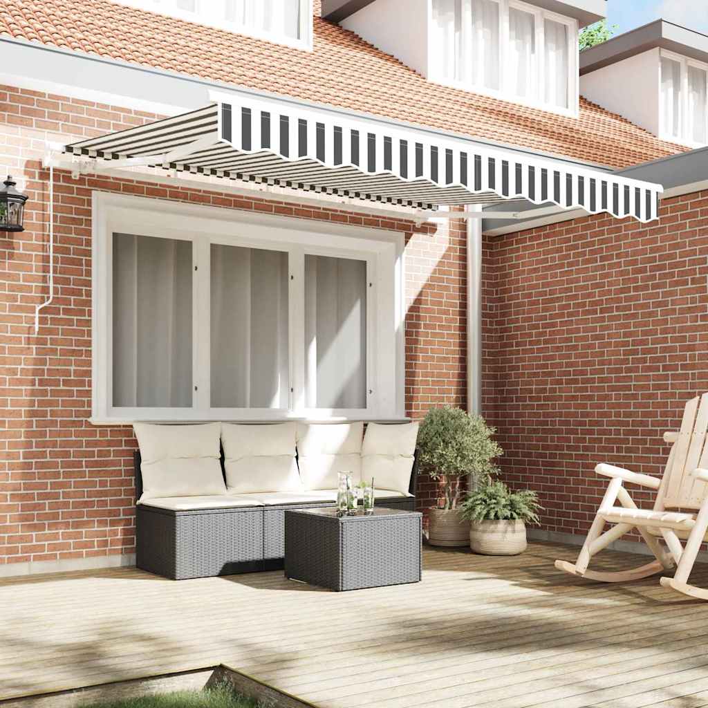 Reserveduk til markise Antrasitt og hvit 350 x 200 cm Lerret