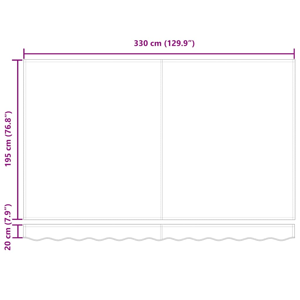 Reserveduk til markise Antrasitt og hvit 350 x 200 cm Lerret