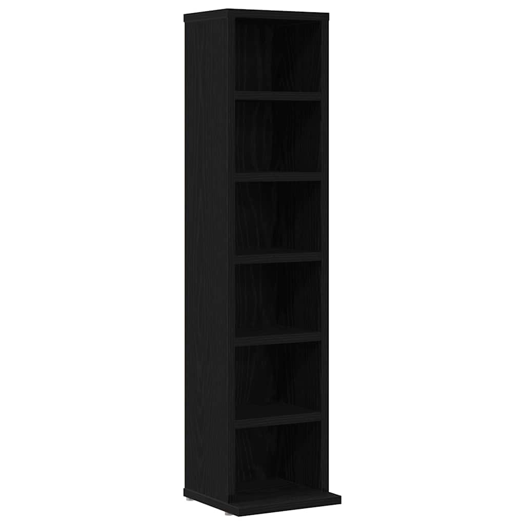 CD-skap svart eik 21x20x88 cm konstruert tre