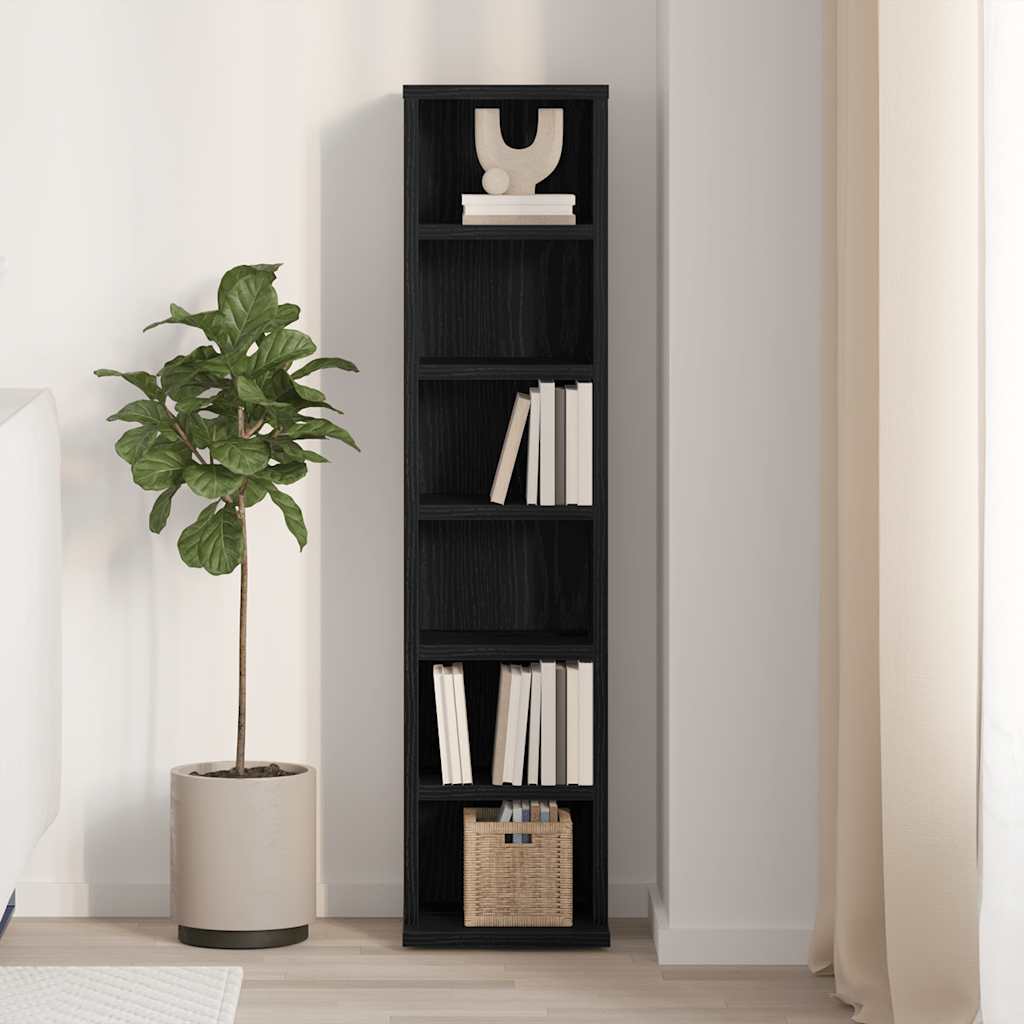 CD-skap svart eik 21x20x88 cm konstruert tre
