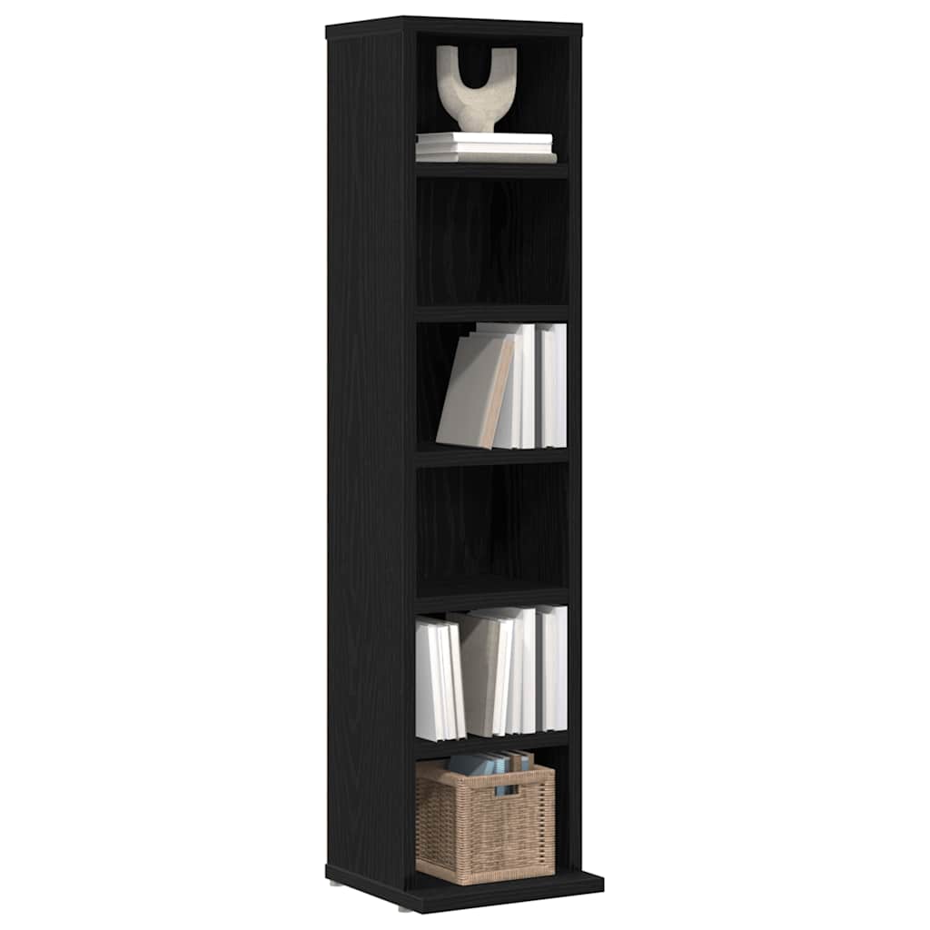 CD-skap svart eik 21x20x88 cm konstruert tre