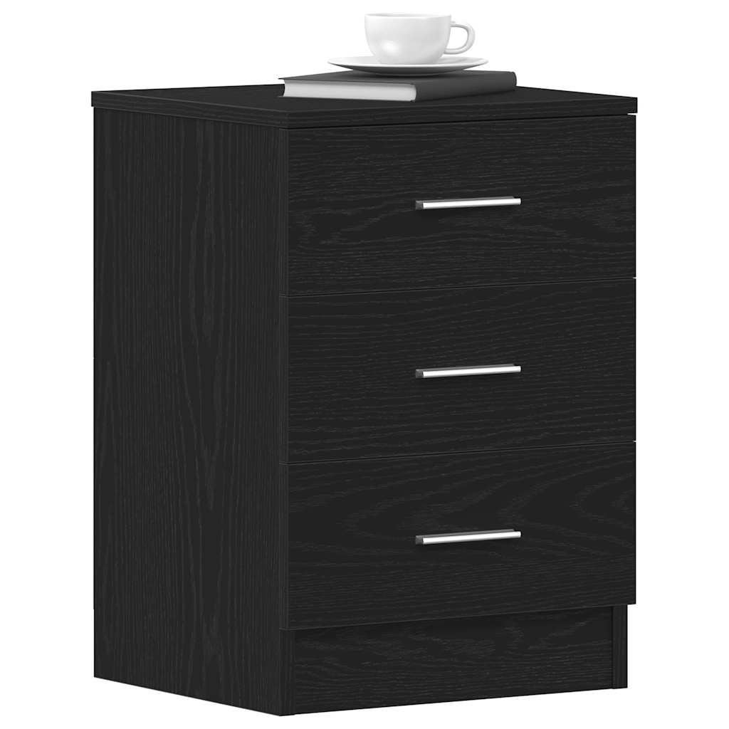 Nattbord 2 stk svart eik 38x35x55 cm konstruert tre
