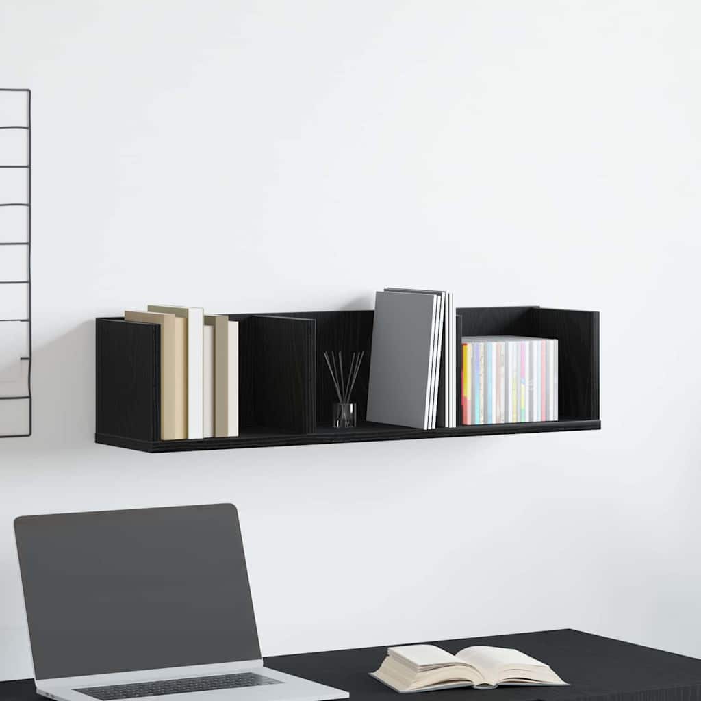 CD-vegghylle i svart eik, 75x18x18 cm, laget av tre