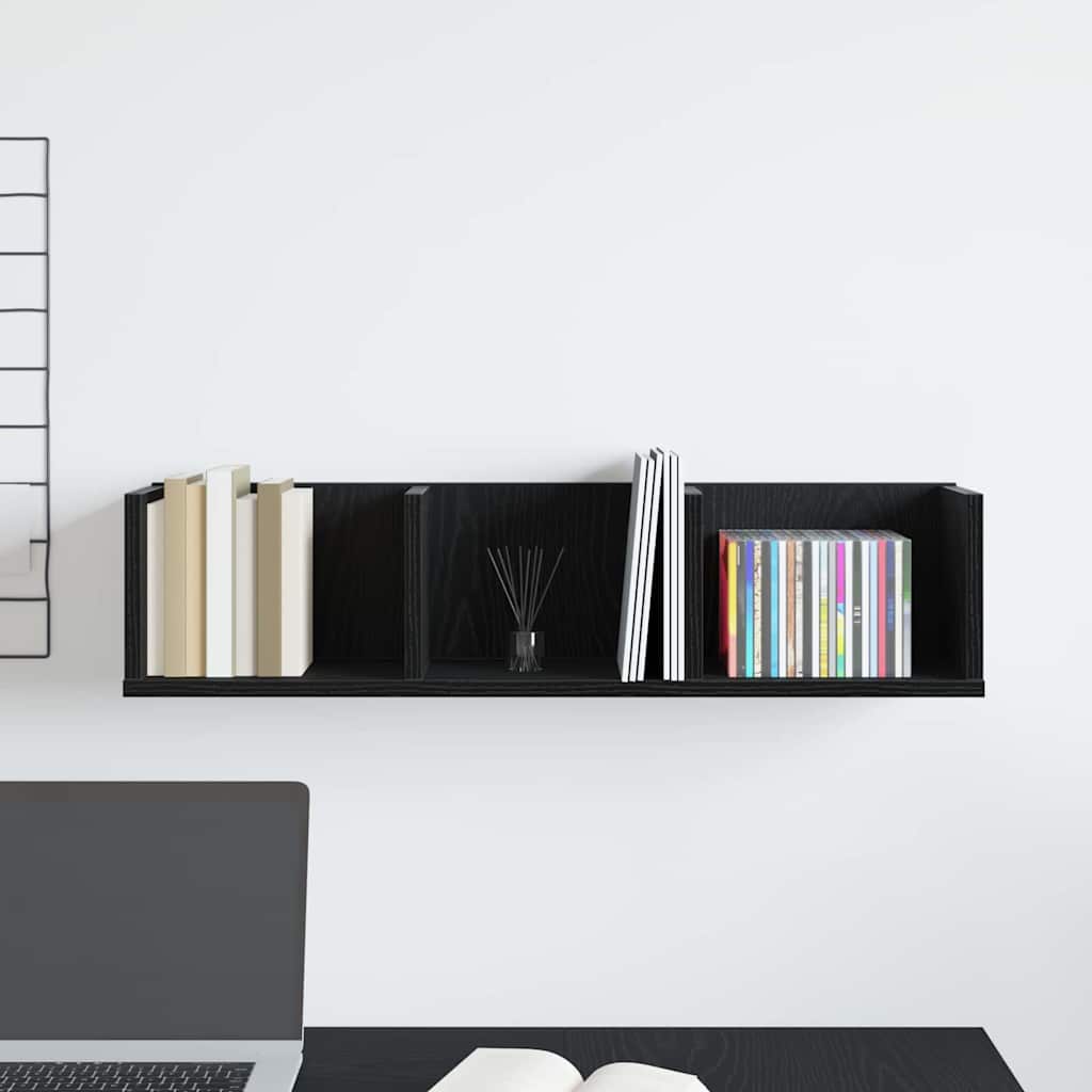 CD-vegghylle i svart eik, 75x18x18 cm, laget av tre