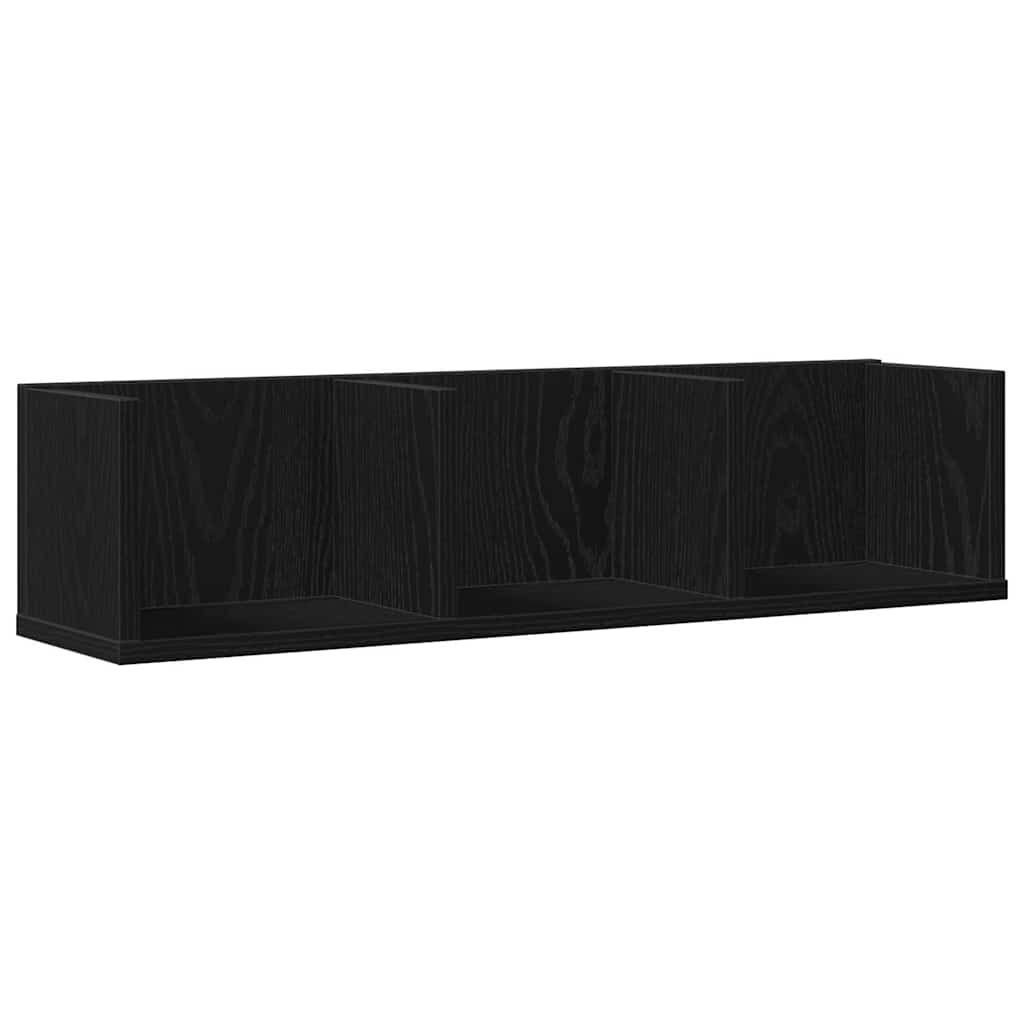 CD-vegghylle i svart eik, 75x18x18 cm, laget av tre