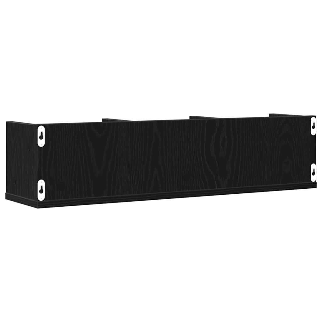 CD-vegghylle i svart eik, 75x18x18 cm, laget av tre