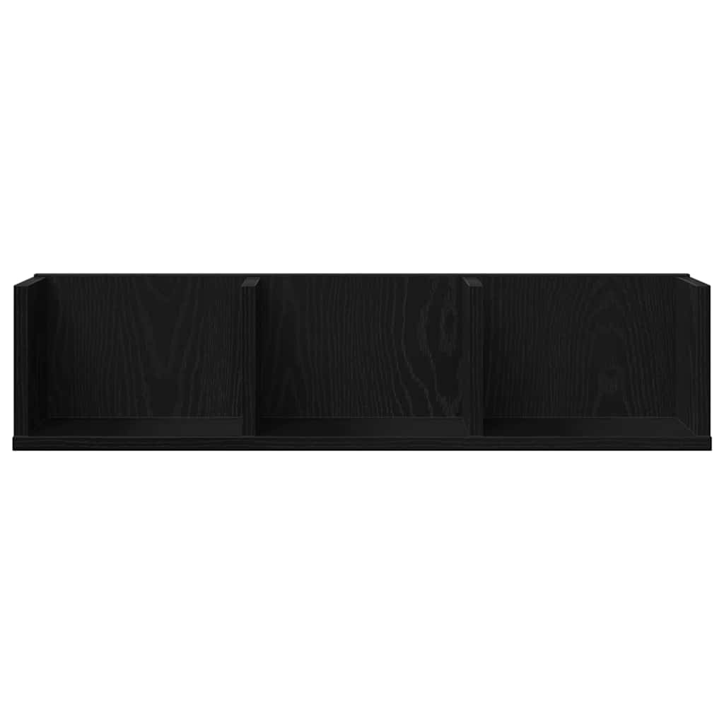 CD-vegghylle i svart eik, 75x18x18 cm, laget av tre
