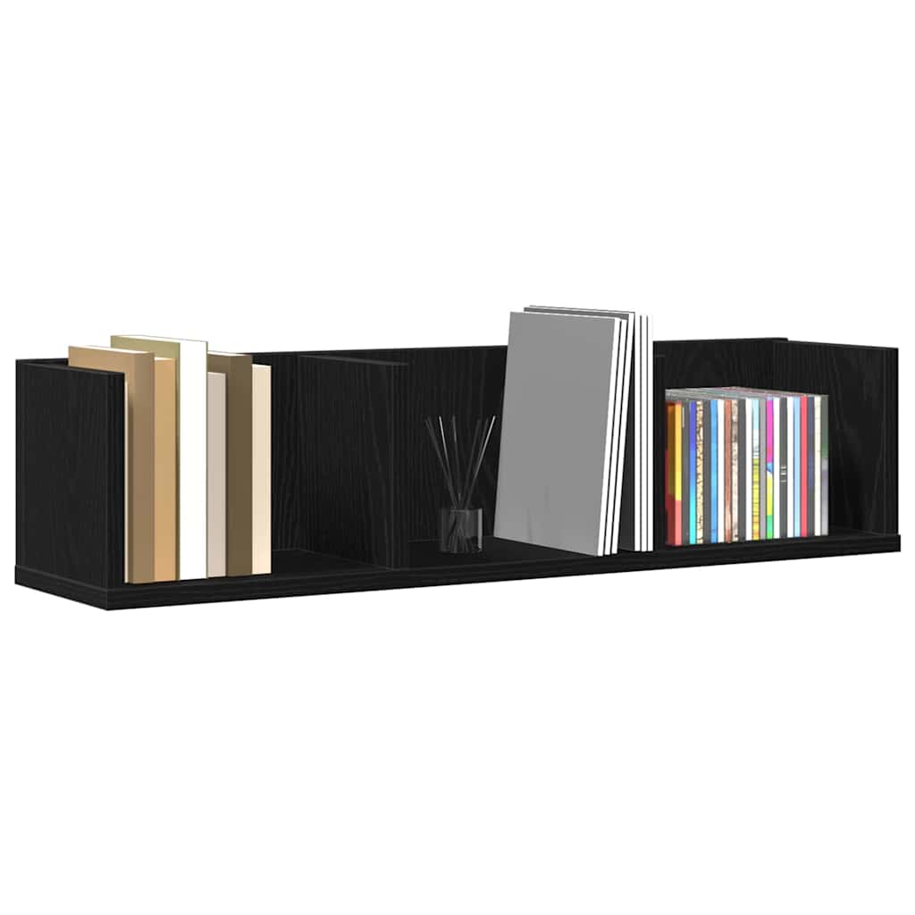 CD-vegghylle i svart eik, 75x18x18 cm, laget av tre
