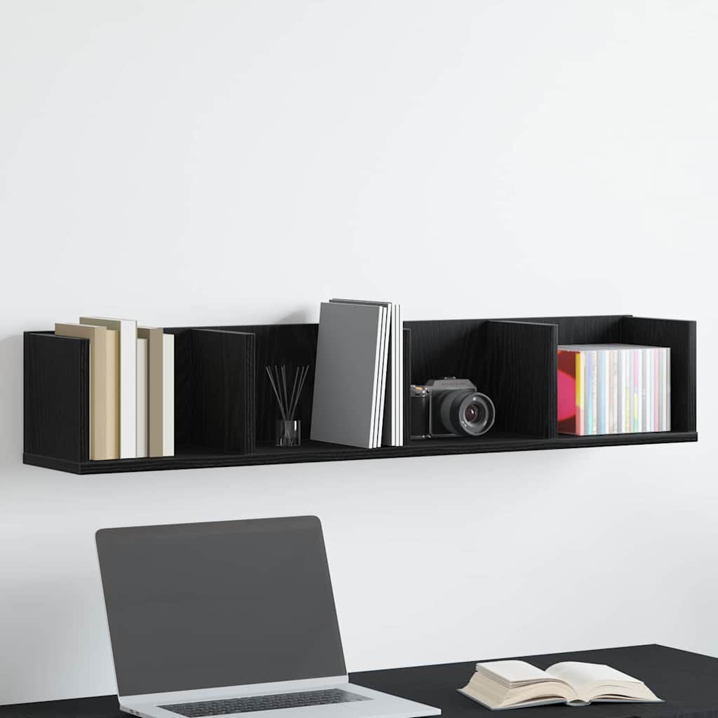 CD Vegghylle Svart Eik 100x18x18 cm Konstruert Tre