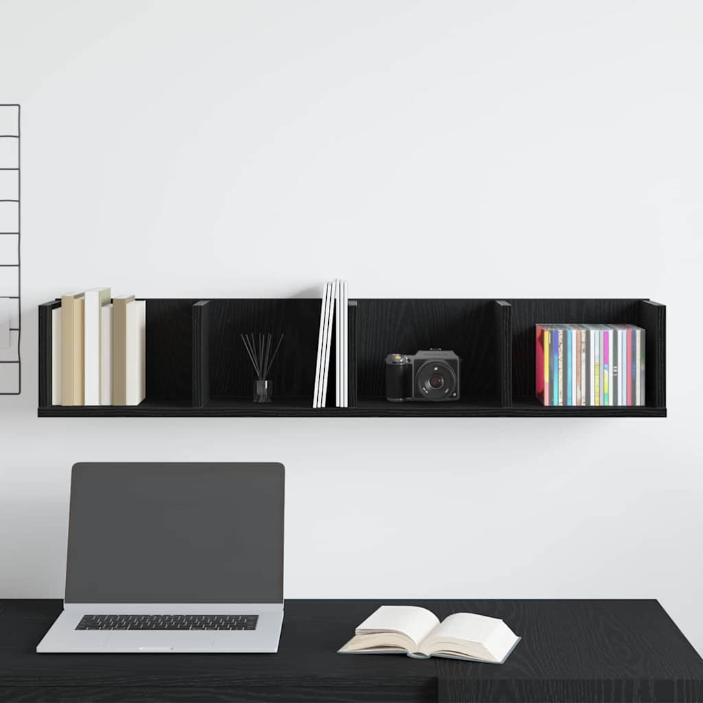 CD Vegghylle Svart Eik 100x18x18 cm Konstruert Tre