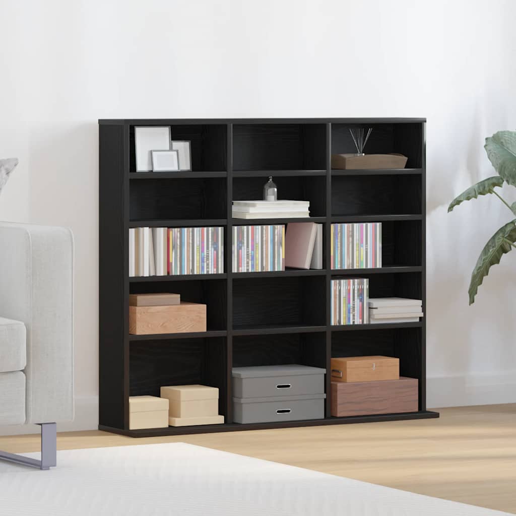 CD-skap svart eik 100,5x23x89,5 cm konstruert tre