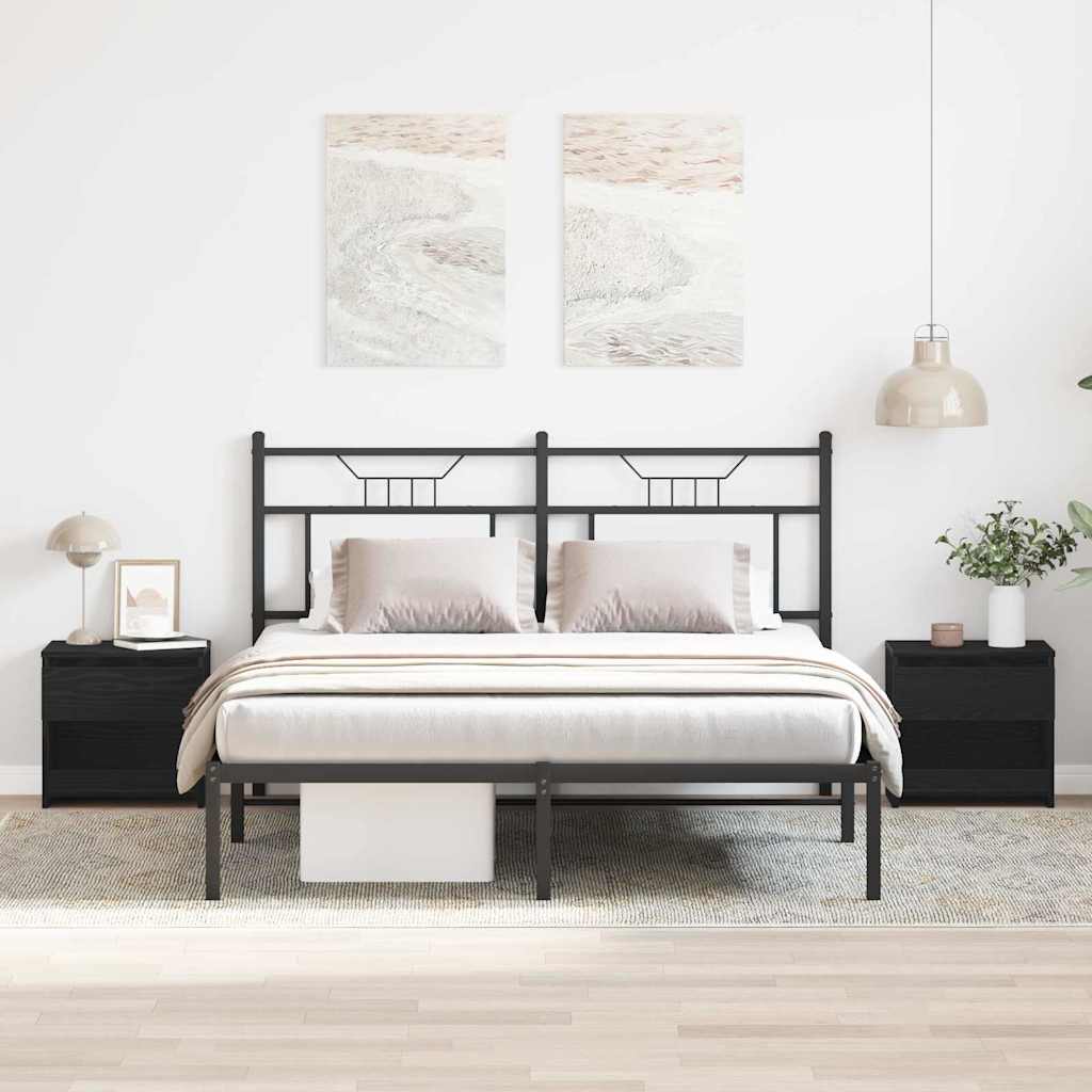 Nattbordskap 2 pcs Svart Eik 40 x 30 x 39 cm Konstruert tre