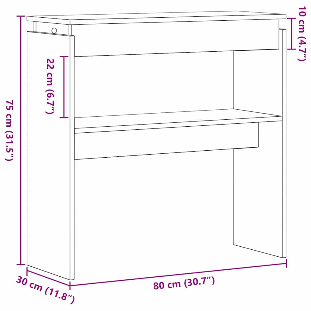 Konsollbord Svart Eik 80x30x80 cm Ingeniørtre