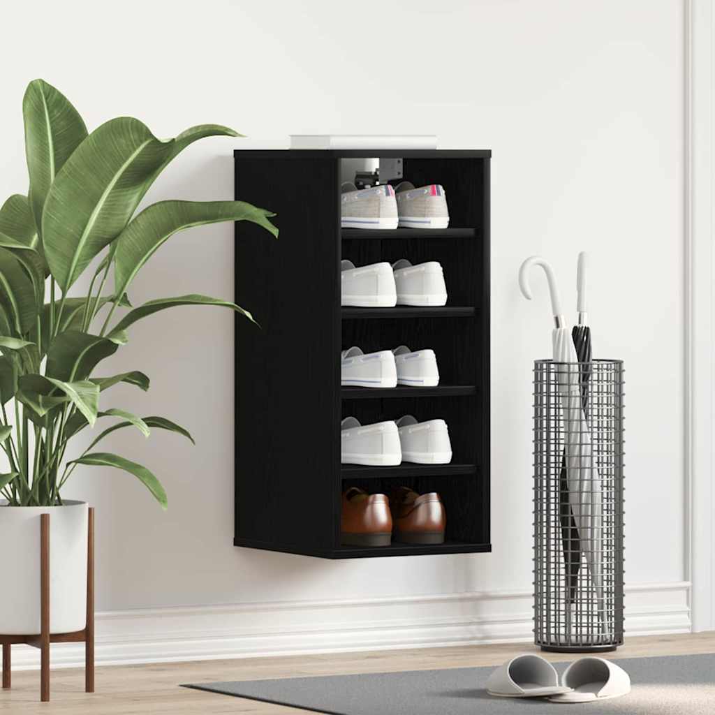 Skohylle Sort Eik 32x35x70 cm Laget av Tre