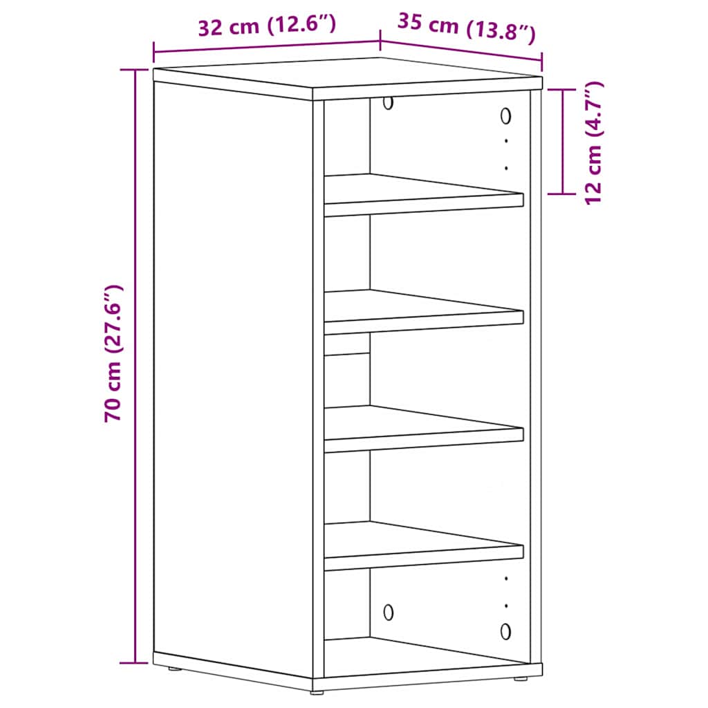 Skohylle Sort Eik 32x35x70 cm Laget av Tre