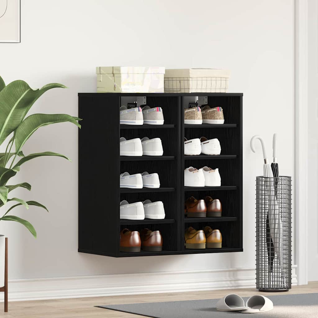 Skohylle 2 stk i svart eik - 32x35x70 cm av konstruert tre