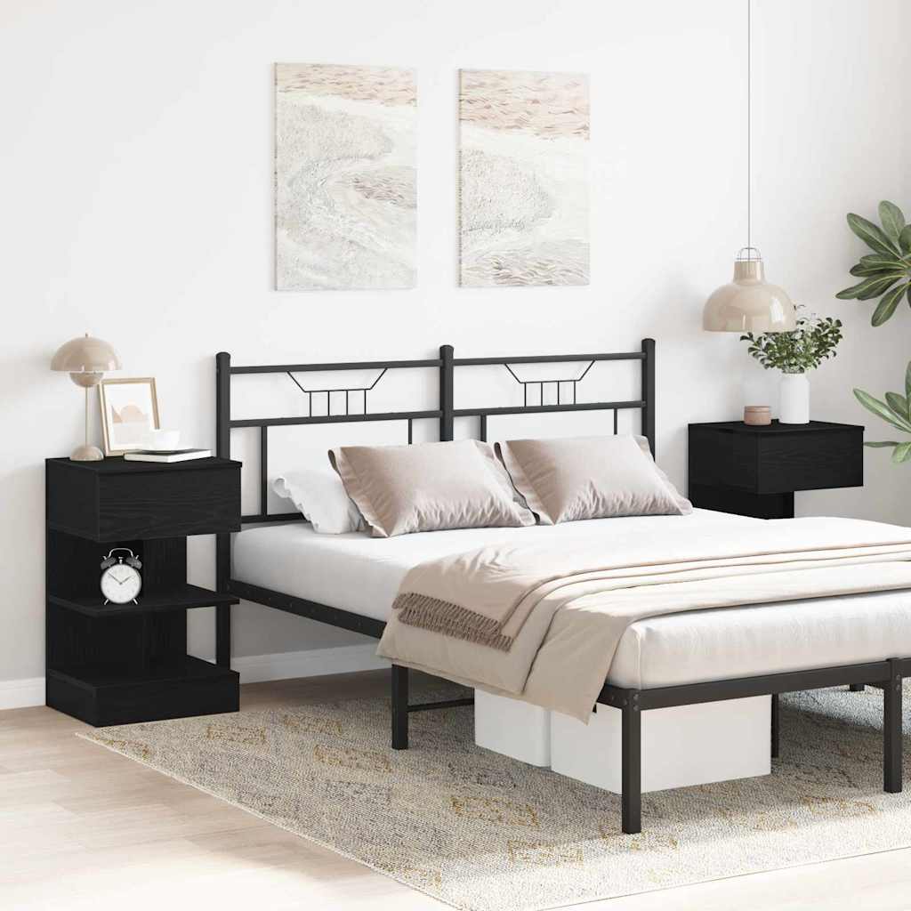 Nattbordskap 2 pcs Svart eik 40 x 35 x 65 cm Konstruert tre