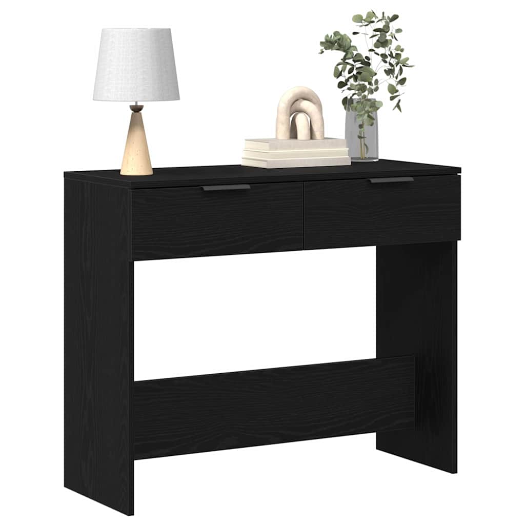 Konsollbord Svart Eik 90x36x75 cm Konstruert Tre