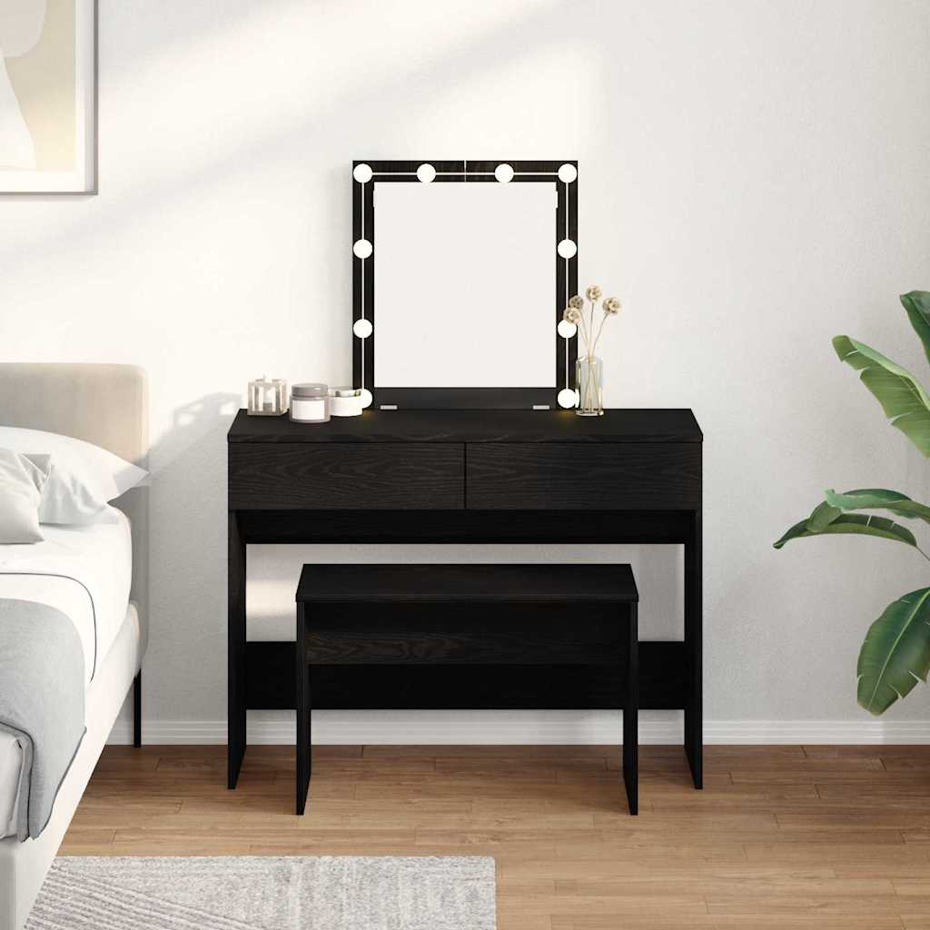 Dressingbänk Svart Eik 70x35x45 cm Ingeniørt Tre