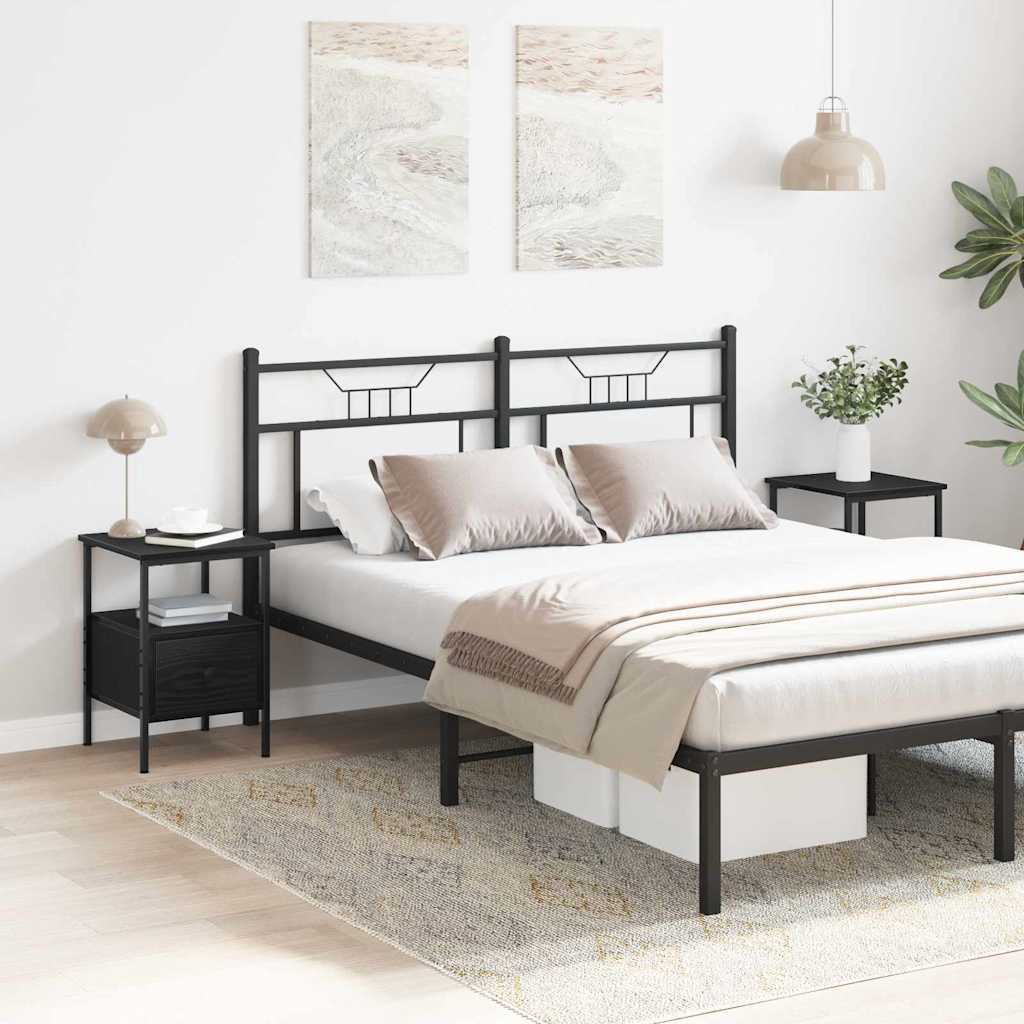 Nattbord 2 pcs Svart eik 34 x 36 x 50 cm Ingeniørtre og metall