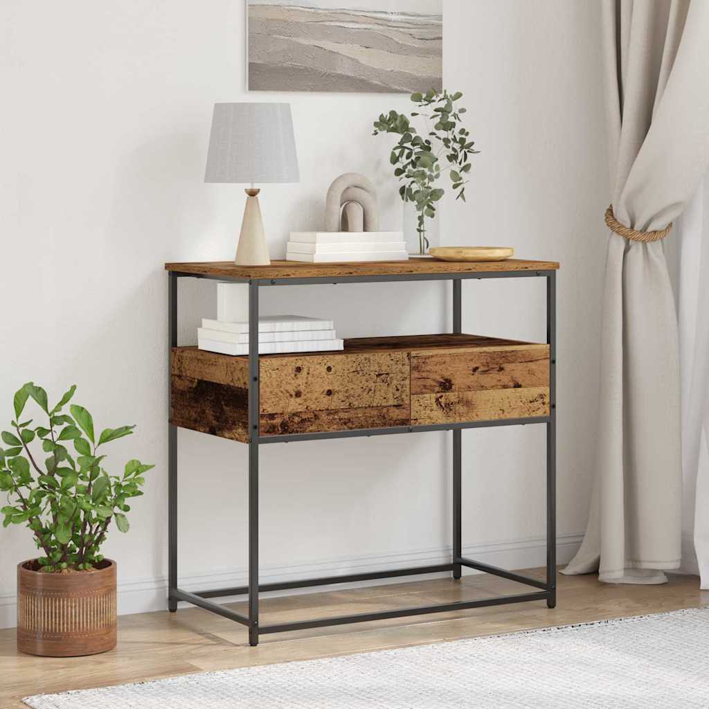 Konsollbord Gammelt Tre 75x40x75 cm Konstruert Tre og Stål