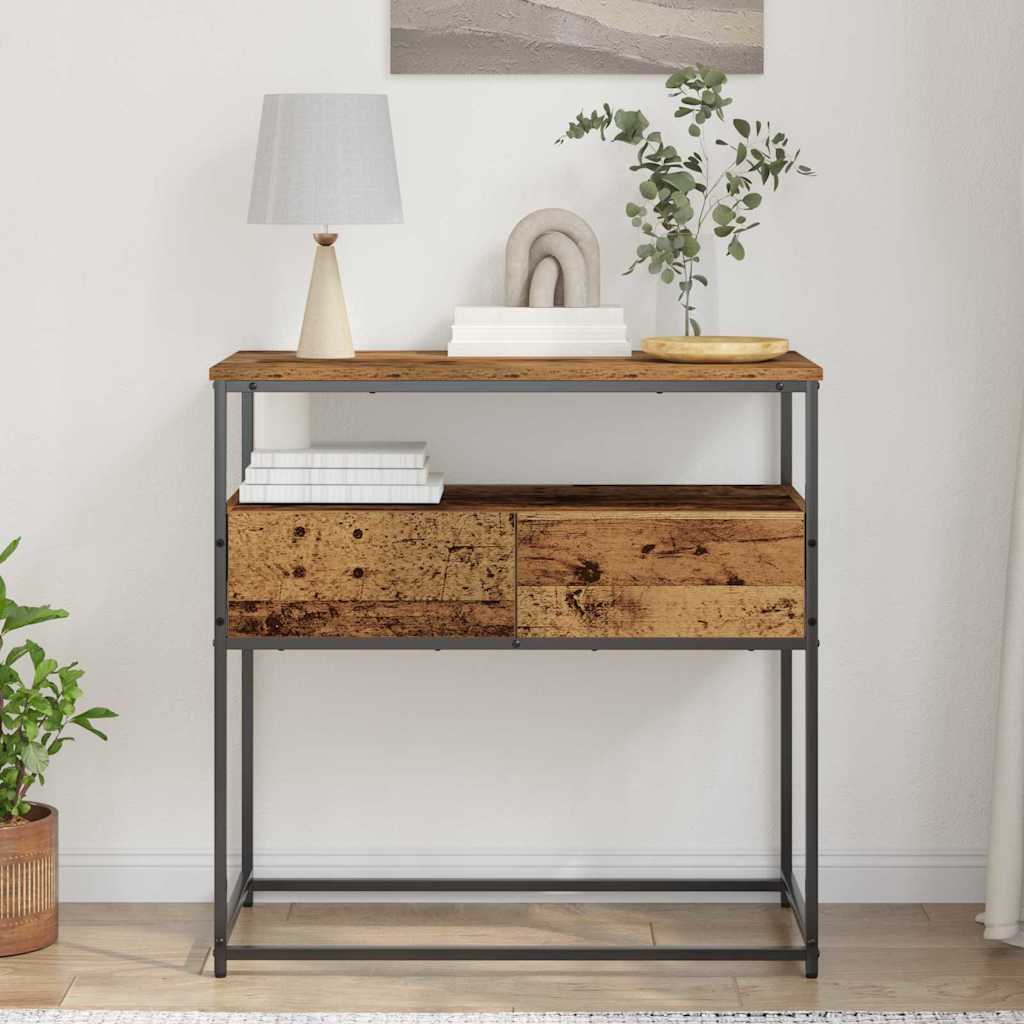 Konsollbord Gammelt Tre 75x40x75 cm Konstruert Tre og Stål