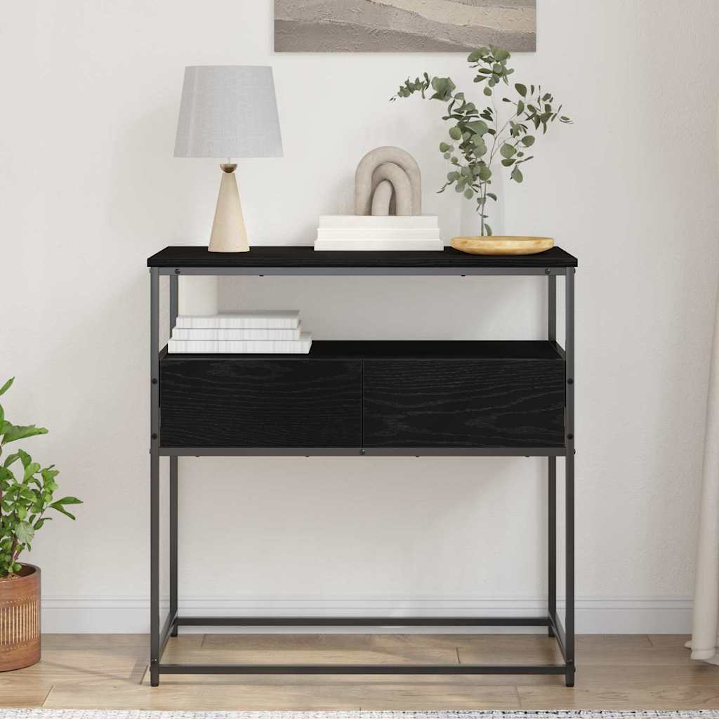 Konsollbord Svart Eik 75x40x75 cm Ingeniørtre og Stål