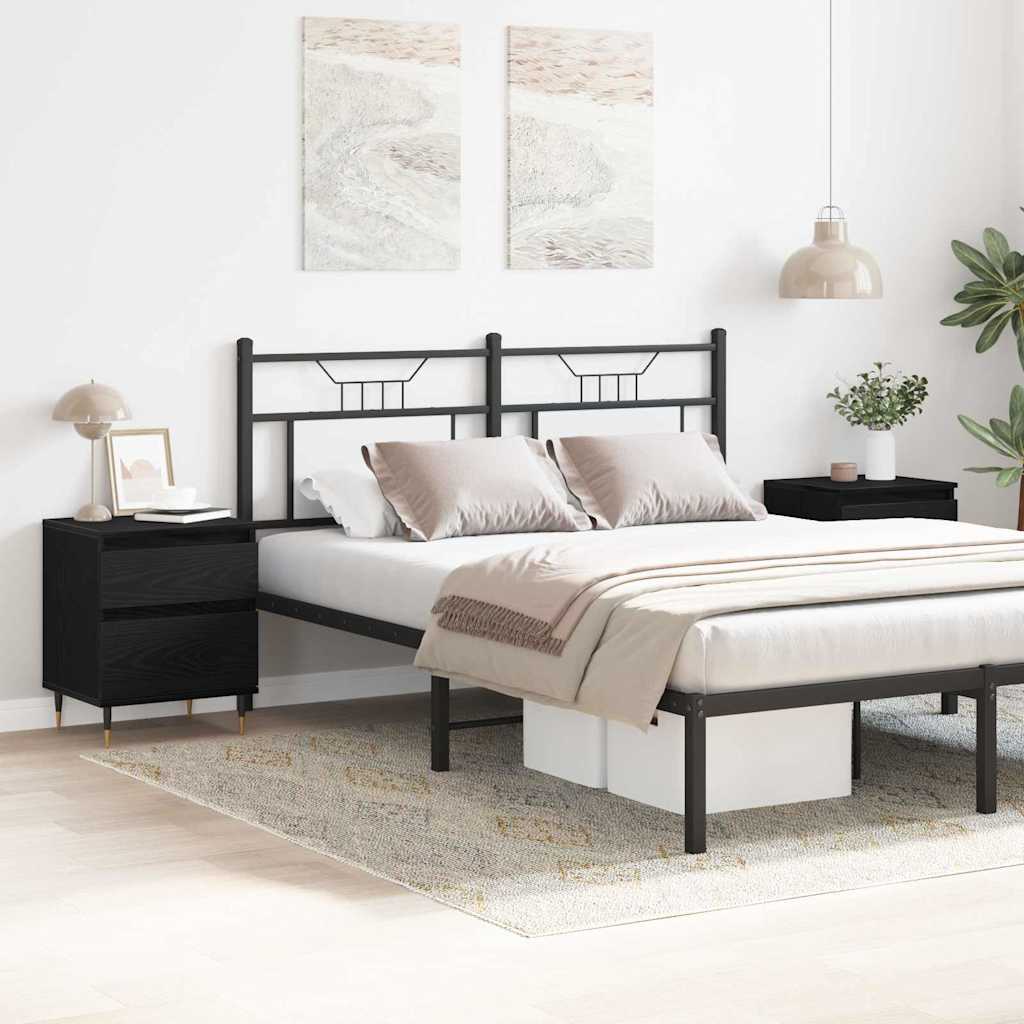 Nattbordskap med skuff 2 pcs Svart Eik 40 x 35 x 50 cm