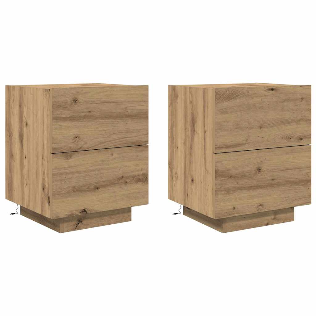 Nattbordskap med skuff med 2 pcs Artisan Eik 45 x 40 x 55 cm