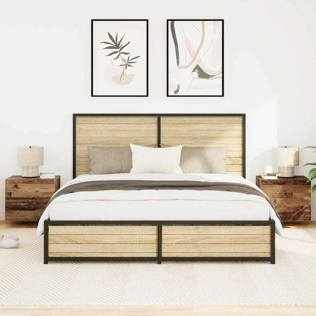 Vegghengt nattbord med skuff 2 pcs Gammelt tre 50 x 39 x 41 cm