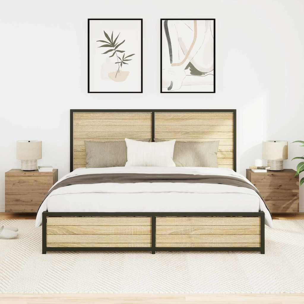 Vegghengt nattbord med skuff 2 pcs artisan eik 50 x 39 x 41 cm