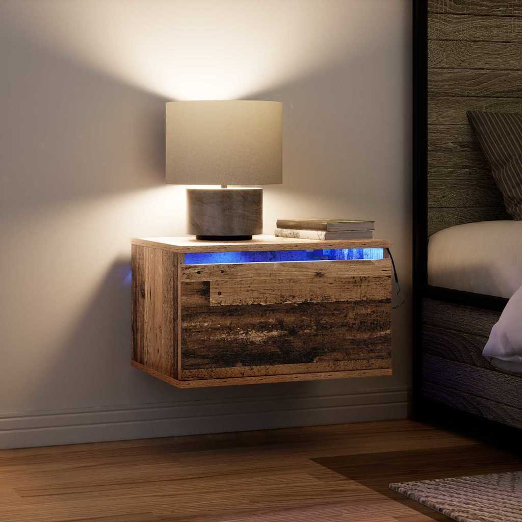 Vegghengt nattbord med skuff med Gamle tre 50 x 36 x 30 cm