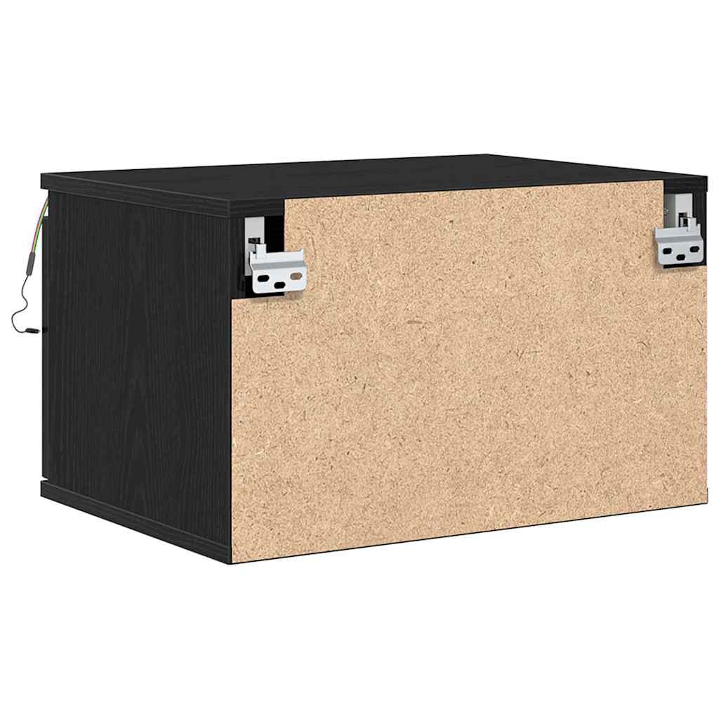 Vegghengt nattbord med skuff 2 pcs Svart Eik 50 x 36 x 30 cm