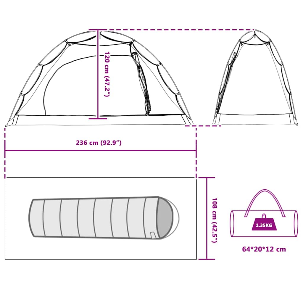 Telt med tak Annet med luftventil Grå og svart 236 x 108 x 120 cm