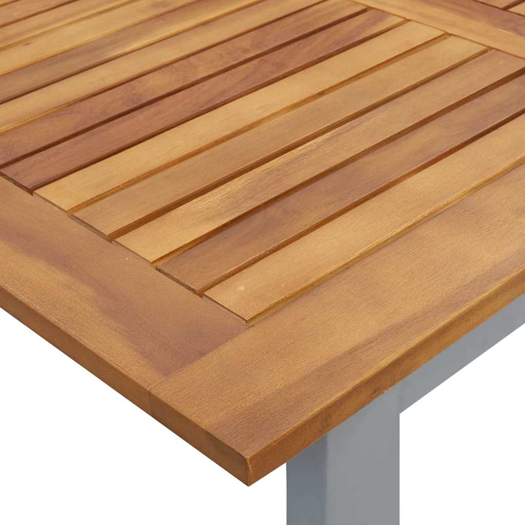 Hage middagbord Grå 140 x 80 x 75 cm Stål og solid akasietre