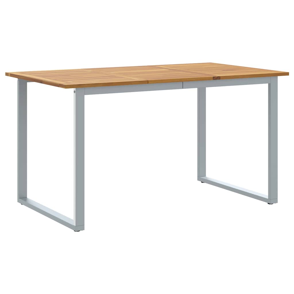 Hage middagbord Grå 140 x 80 x 75 cm Stål og solid akasietre