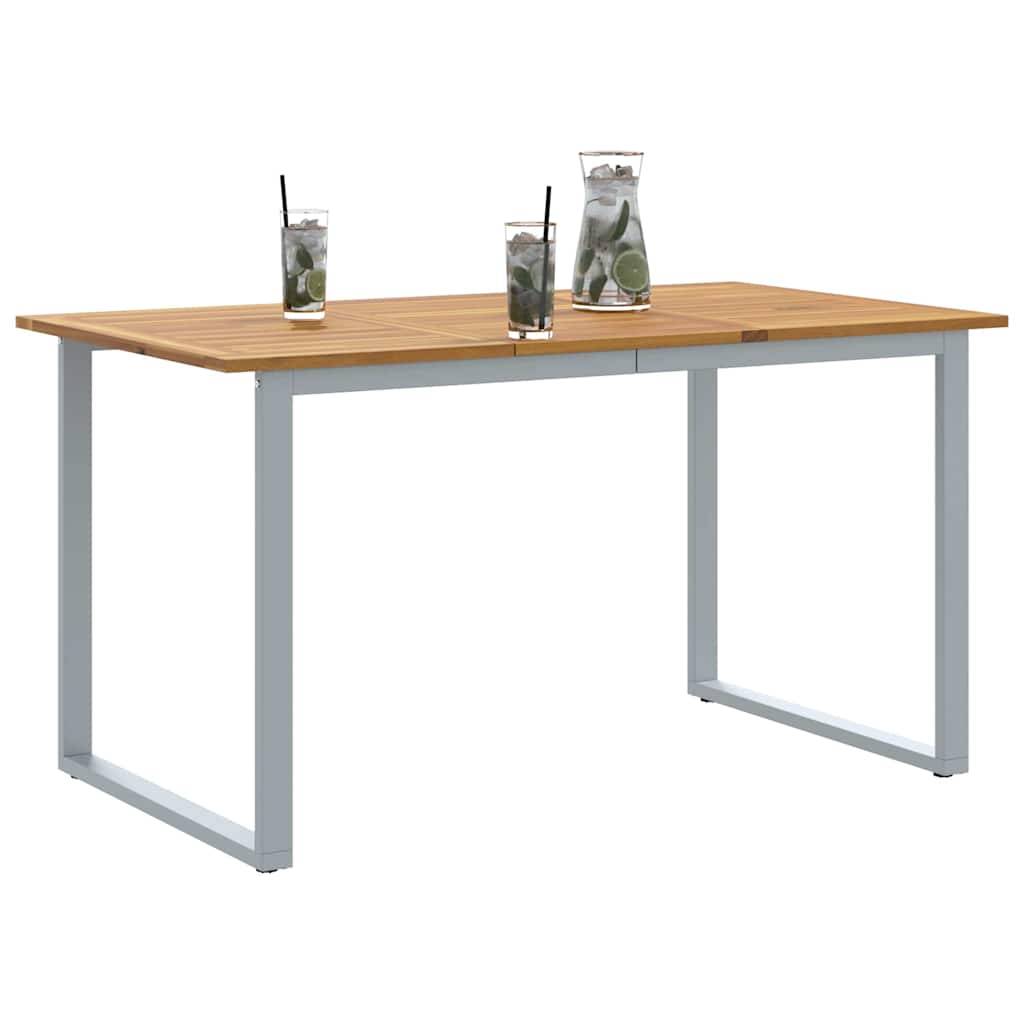 Hage middagbord Grå 140 x 80 x 75 cm Stål og solid akasietre