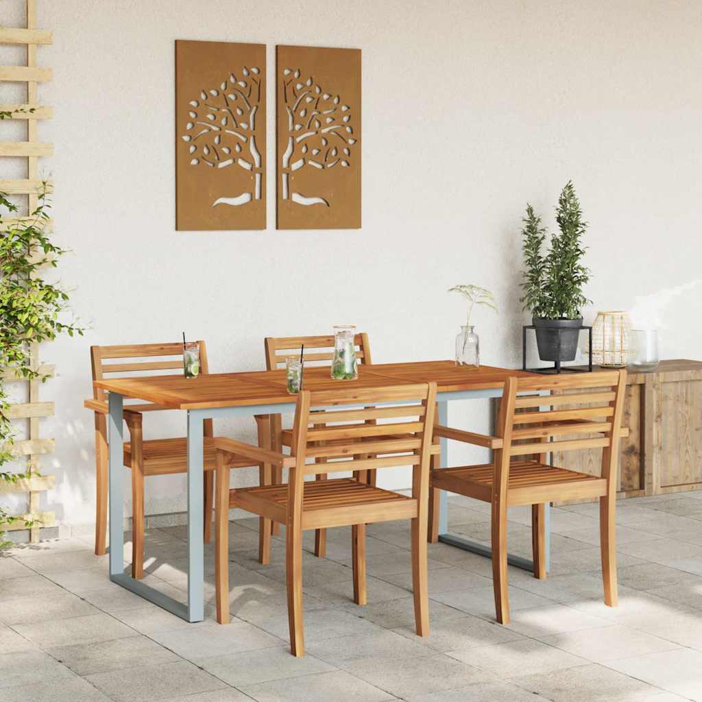 Hage middagbord Grå 160 x 80 x 75 cm Stål og solid akasietre