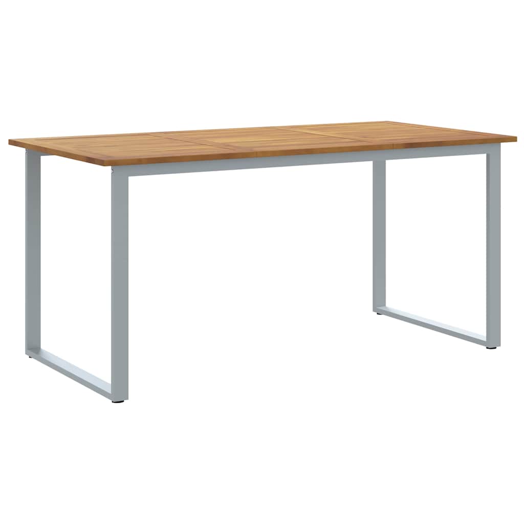 Hage middagbord Grå 160 x 80 x 75 cm Stål og solid akasietre