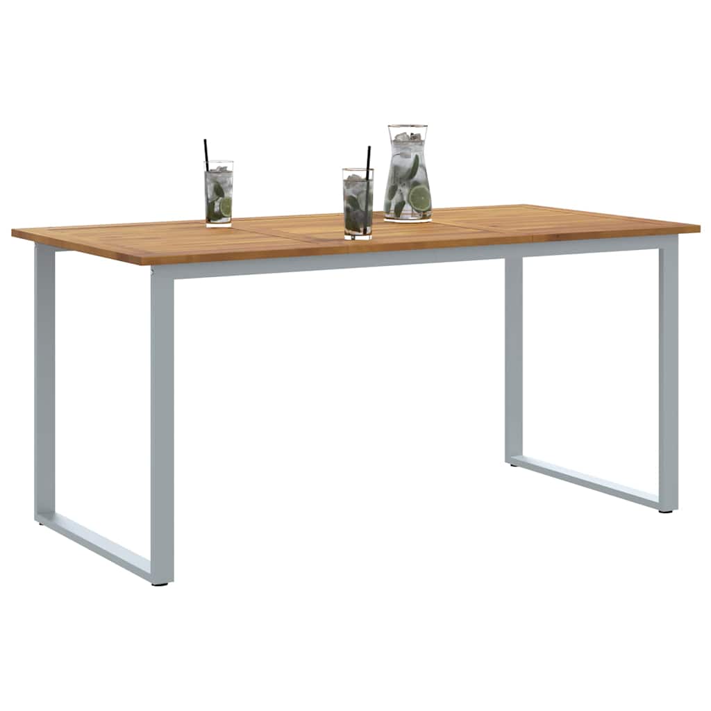 Hage middagbord Grå 160 x 80 x 75 cm Stål og solid akasietre