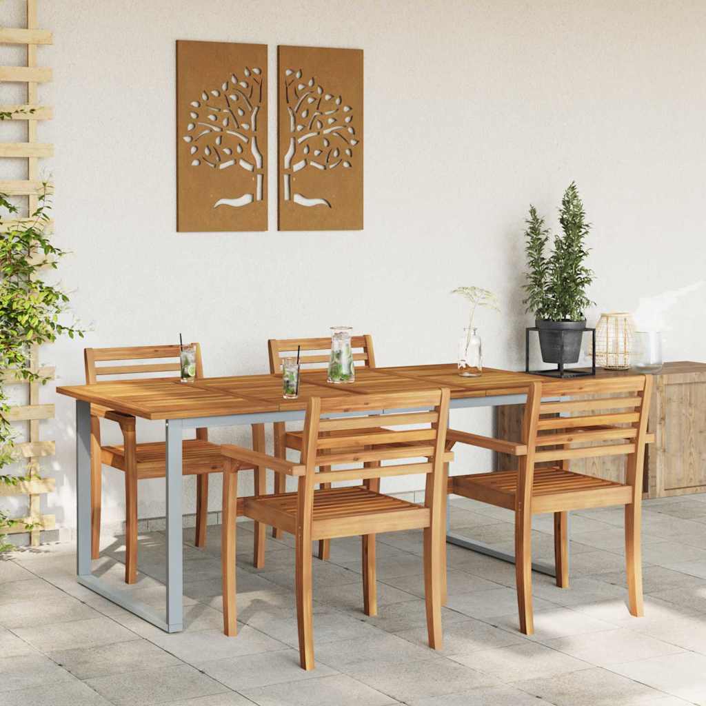 Hage middagbord Grå 180 x 90 x 75 cm Stål og solid akasietre