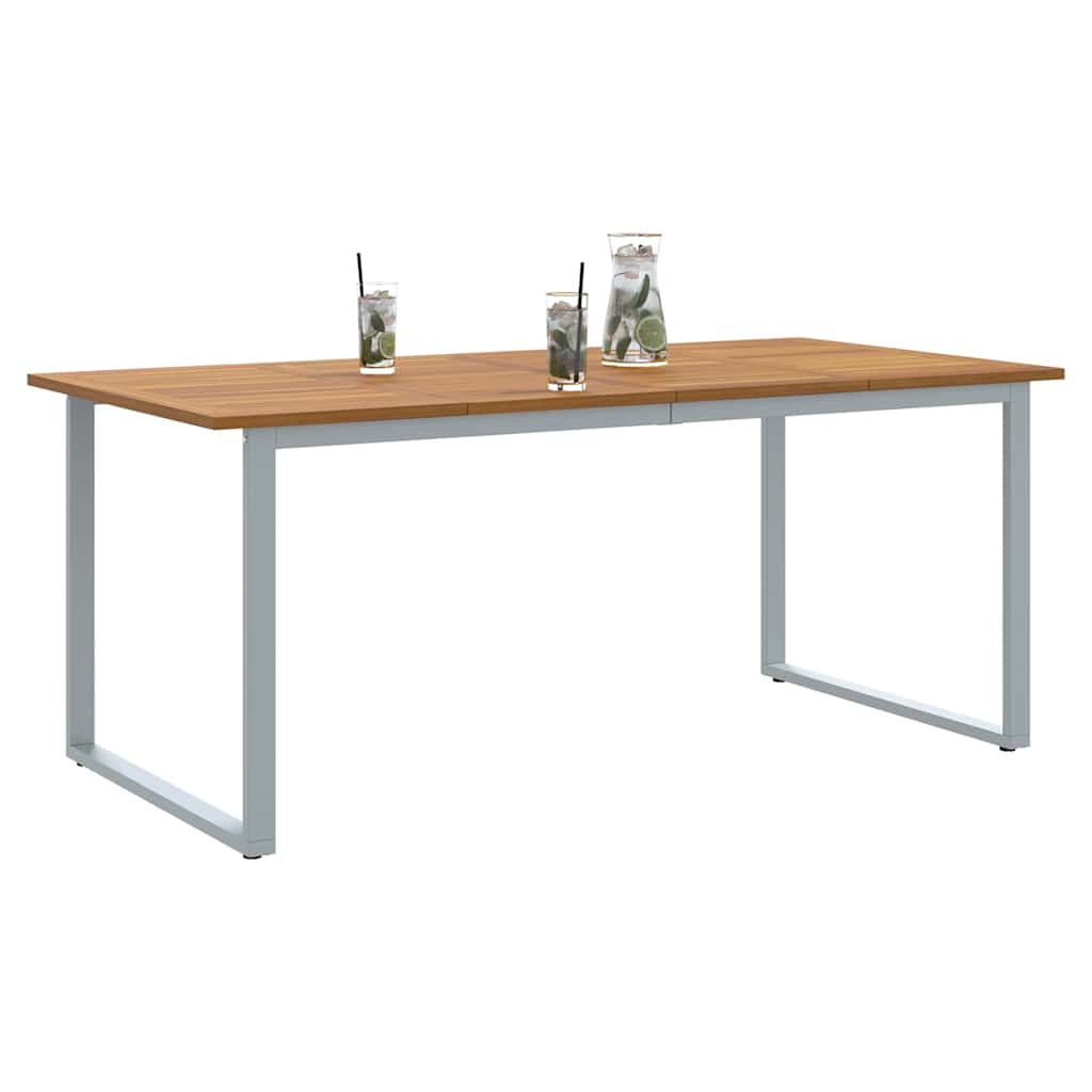 Hage middagbord Grå 180 x 90 x 75 cm Stål og solid akasietre